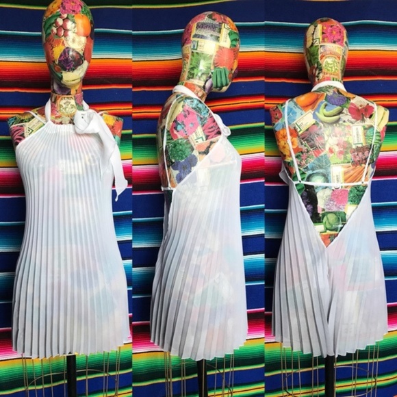 ASOS Tops - ASOS Silk Pleated Ombré Open Back Halter Top V Tie